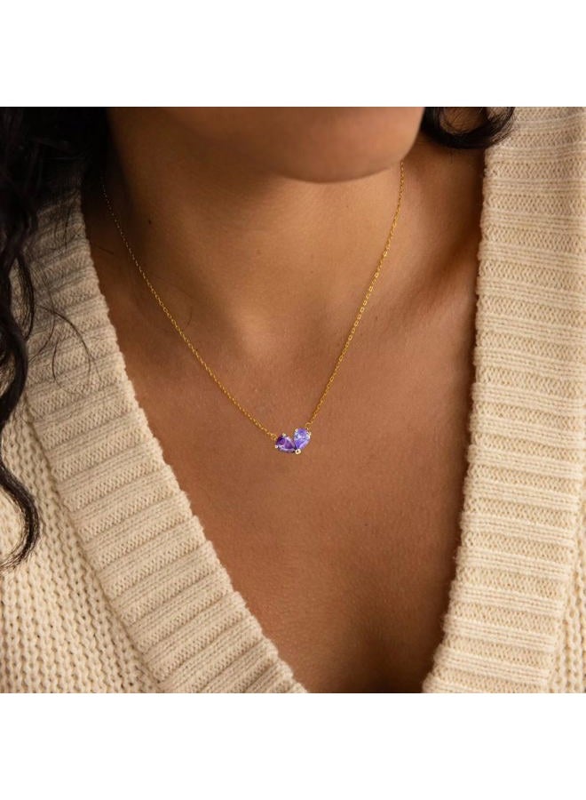ShineRose Birthstone Necklace For Women March Birth Stone Dainty 14K Gold Pendant Plated Cubic Zirconia Couples Charm Personalized Jewelry, Brass, Cubic Zirconia - Image 2