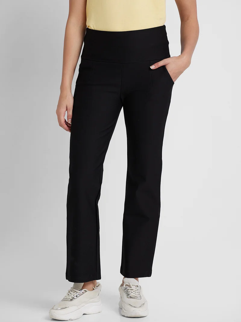 جلو باص جلوبس بنطلون نسائي ضيق بخصر مرتفع وقماش مطاطي للمناسبات الرسمية