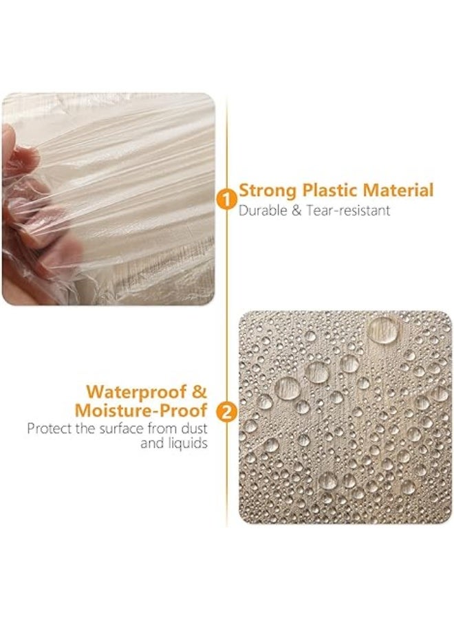 erorex Plastic Dust Sheets, 3 Rolls 4m x 20m Plastic Drop Cloth, Waterproof Pre Taped Masking Film, Large Carpet Protection Film, Suitable for Decoration or Automotive Painting Covering - Image 4