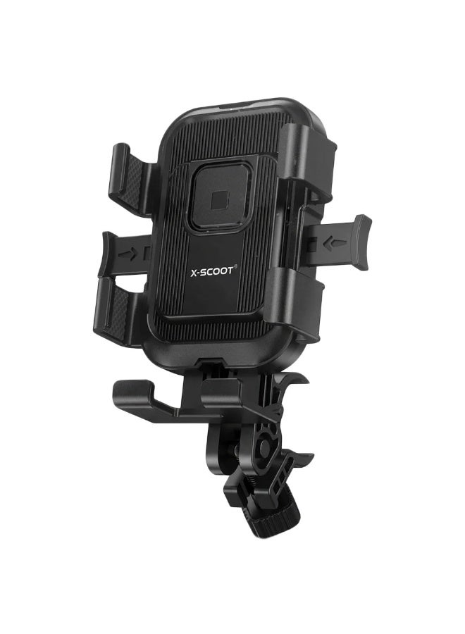 أكس-سكوت حامل الهاتف العالمي للدراجات الهوائية والنارية X-Scoot XS-813، قاعدة دوارة 360 درجة، يناسب جميع الهواتف الذكية - أسود - Image 1
