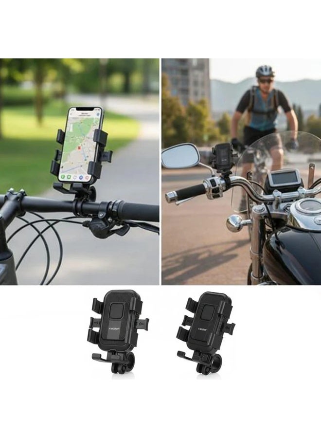 أكس-سكوت حامل الهاتف العالمي للدراجات الهوائية والنارية X-Scoot XS-813، قاعدة دوارة 360 درجة، يناسب جميع الهواتف الذكية - أسود - Image 2