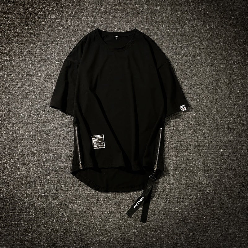 Cross-border a generation of summer new version of hip-hop jacket hiphop hip-hop T-shirt young men and women dovetail Black  - Image 1