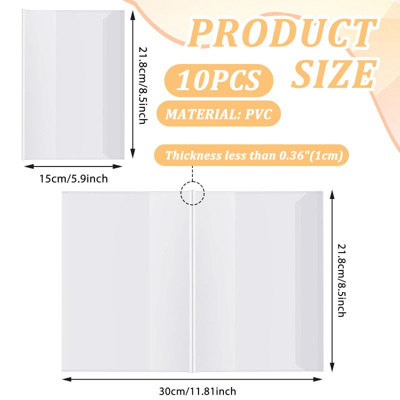 SynHHergyx 10pcs Clear A5 Book Covers Plastic Exercise Books Covers Waterproof Plastic Sleeves Transparent Slip on Book Cover for Home Office Books (8.5 * 5.9 Inch) - Image 2