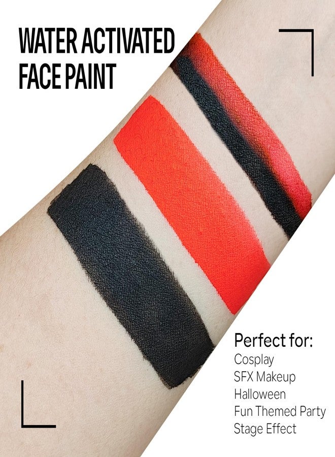 FREEORR Black Red Face Body Paint Makeup Foundation 30 g, Water Activated Cream to Powder Face Body Paint Makeup for Halloween Costume Cosplay Theater Stage Dress-Up Makeup, Matte Finish, Non Toxic - Image 2