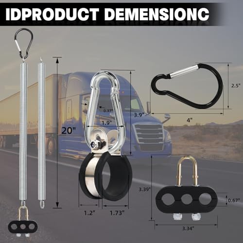 YiaChuii 2 PCS 20 Single Tender Spring Kit with Hose Holder and 3Hole Clamp Holder Heavy Duty Tender Spring for Semi Truck Air Lines Kit 2 Style Air Lines Holders for Trailer Tractor - Image 3
