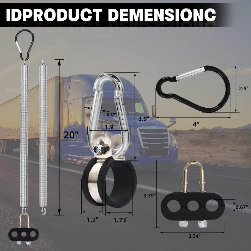 YiaChuii 2 PCS 20 Single Tender Spring Kit with Hose Holder and 3Hole Clamp Holder Heavy Duty Tender Spring for Semi Truck Air Lines Kit 2 Style Air Lines Holders for Trailer Tractor - Image 4
