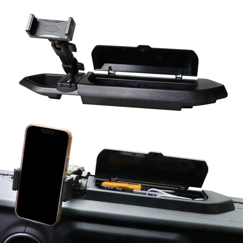RERPRO Dash Phone Mount Holder Compatible with 2018-2023 Jeep Wrangler JL 2/4 Door Gladiator JT Accessories Center Console Storage Box Dashboard Tray with Cover, Not for 4XE, 1 Pack Black - Image 1