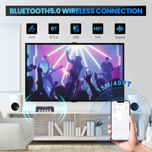ARRAROWN Bluetooth Amplifier Board, ZK-HT21 2.1 Channel 160W x 2+220W Subwoofer Stereo Mini Audio Power Amplifier Module TDA7498E HiFi Chips,BT USB AUX Input DC 15-36V for DIY Home Speakers - Image 4