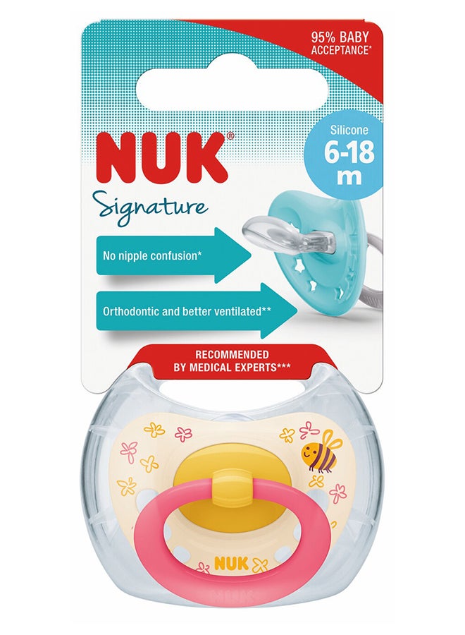 NUK Pacifier Signature 6 18M 1Pc (Yellow Pink)