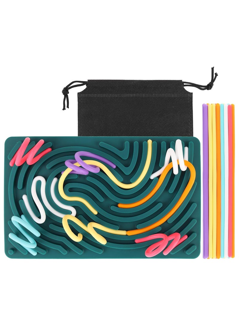 Soofam Sensory Activity Board, Silicone Sensory Fidget Game Toys, Double-Sided Sensory Toy for Autism ADHD for Children from 3 Years and Adults, with Travel Bag & 20 Accessories Cords  - Image 1