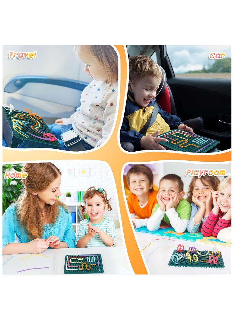 Soofam Sensory Activity Board, Silicone Sensory Fidget Game Toys, Double-Sided Sensory Toy for Autism ADHD for Children from 3 Years and Adults, with Travel Bag & 20 Accessories Cords  - Image 4