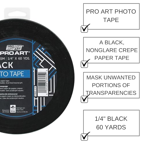 Pro Art Photo Tape, 1/4-inch x 60-Yard Roll, Black - Image 2