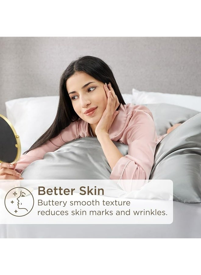 2-Pack Luxurious Mulberry Silk Pillowcases, 25 Momme Satin Weave, Hypoallergenic Solid Color Envelope Closure, Hand Wash Only, Designed for Hair and Skin,120-140gsm - Image 5