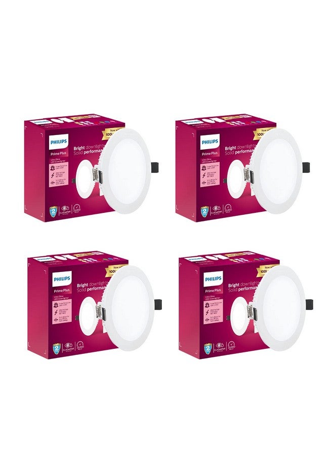 PHILIPS 5W Round AP Plus UltraGlow LED DL Recessed LED Panel Ceiling Light (Pack of 4,Warm White) - Image 1