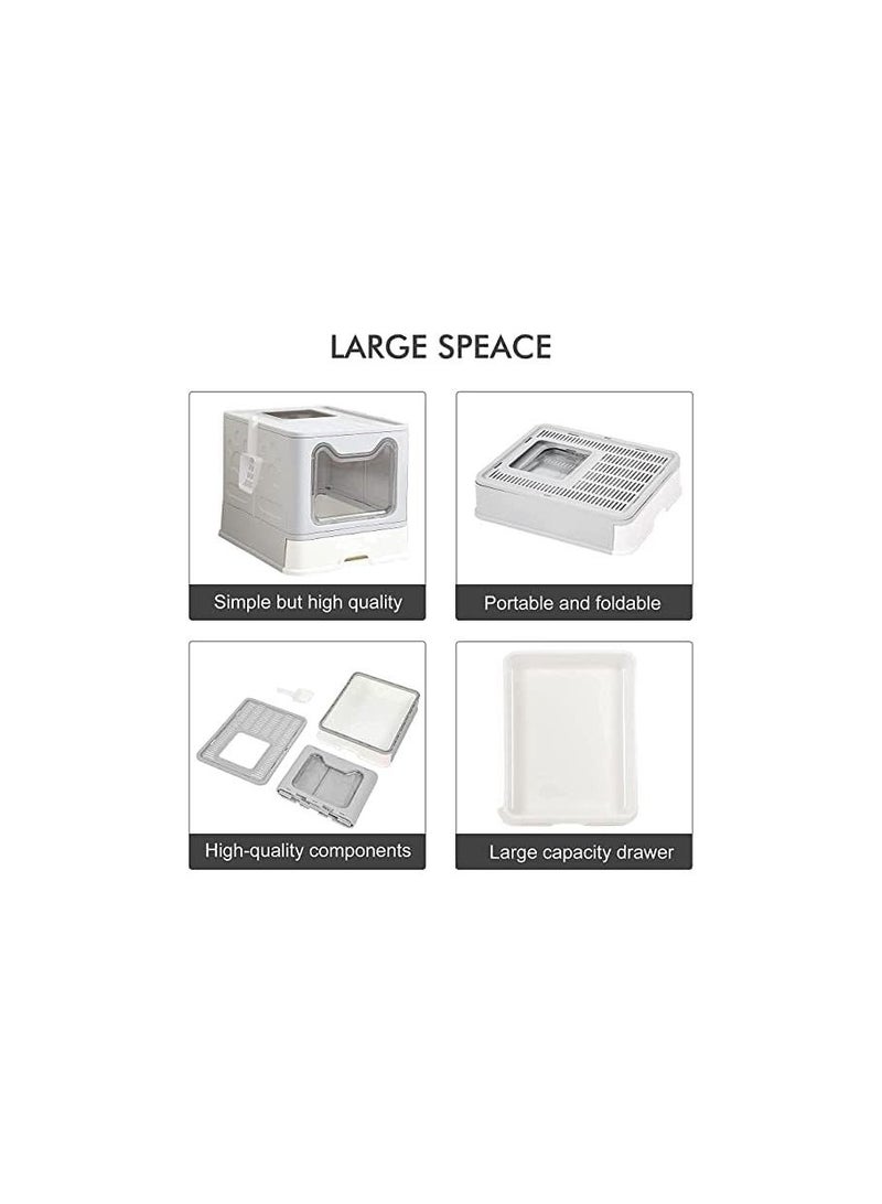 BLOOMING TIME Two-Way Foldable Drawer Type Cat Litter Box Grey 51x41x38cm - Image 4