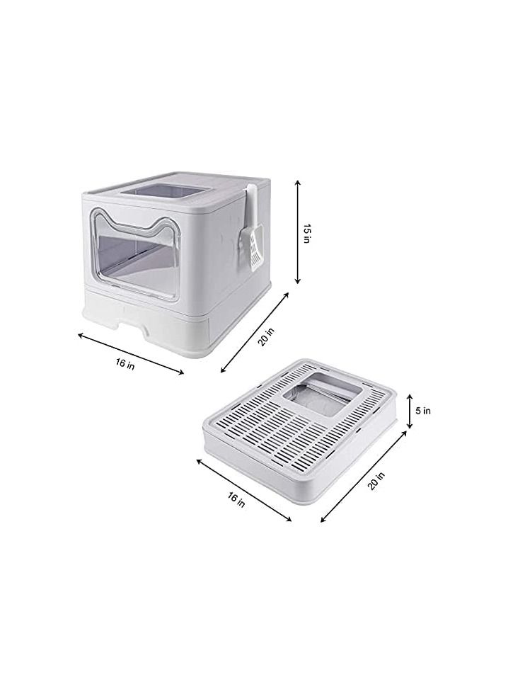 BLOOMING TIME Two-Way Foldable Drawer Type Cat Litter Box Grey 51x41x38cm - Image 5