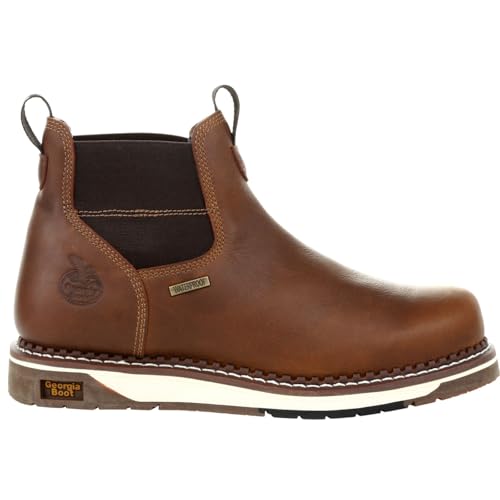 Georgia Boot AMP LT Wedge Waterproof Chelsea Work Boot, Brown, Size 7(M) - Image 1