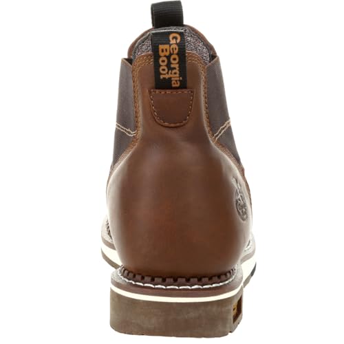 Georgia Boot AMP LT Wedge Waterproof Chelsea Work Boot, Brown, Size 7(M) - Image 4