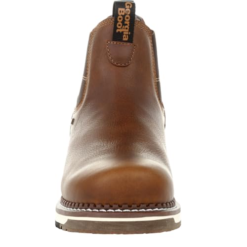 Georgia Boot AMP LT Wedge Waterproof Chelsea Work Boot, Brown, Size 7(M) - Image 3
