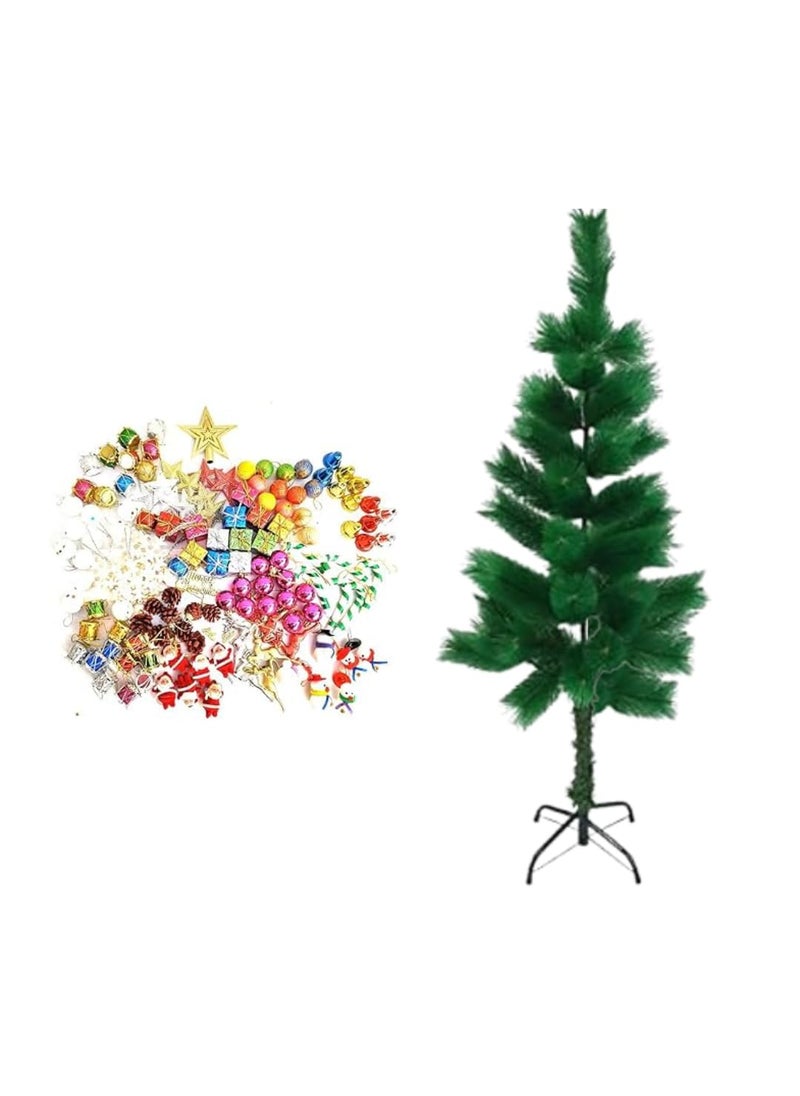 Generic VeeCraft Artificial Christmas Tree with Decoration 5 Feet XMas Pine Tree with 70 Pieces of Assorted Decor Ornaments for Christmas Decoration Return Gift Home Office Indoor Outdoor Decoration  - Image 1