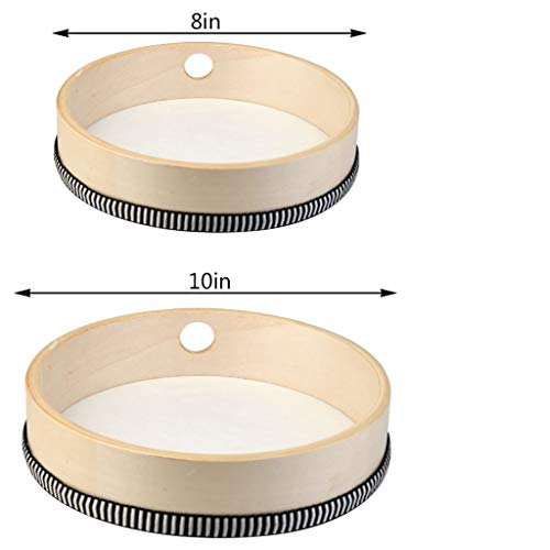 Nydotd 10 Inch & 8 Inch Hand Drum Kids Percussion Wood Frame Drum with Drum Stick Percussion Instruments Preschool Musical Education Children Performance Pro Hand Drum with Wooden Drum Beater - Image 2