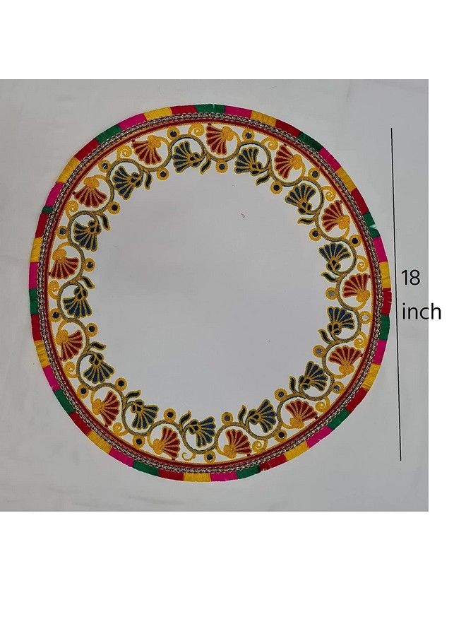 Bhavyam Kanku Pagla Cloth Rumal For Baby Women Bridletraditional Kutchi Hand Work Embroidered Kanku Pagla Rumal For Welcome New Born Baby Bridefootprint Rumal(1Pcs Round) - Image 3