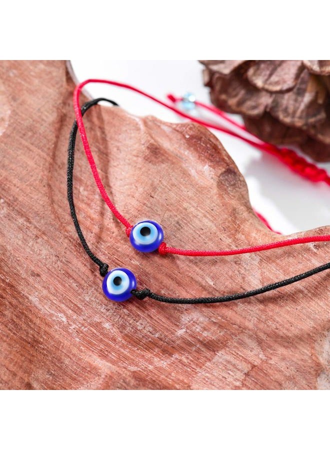 Shonyin Handmade Evil Eye Bracelets Set with Card Red String Bracelet Kabbalah Protection Luck Amulet for Women Men Family Friends, 10 inch, Crystal, Agate - Image 3