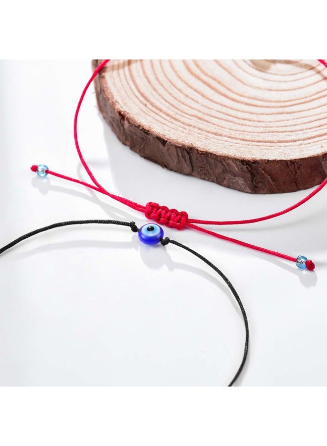 Shonyin Handmade Evil Eye Bracelets Set with Card Red String Bracelet Kabbalah Protection Luck Amulet for Women Men Family Friends, 10 inch, Crystal, Agate - Image 4