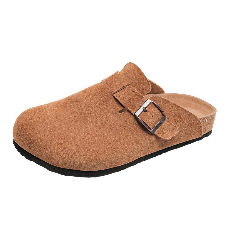 Cork-Soled Japanese-Style Thick-Soled Slippers 2025 Spring New Slippers Closed-Toe Classic Birkenstock Shoes Birkenstock Half Slippers - Image 1