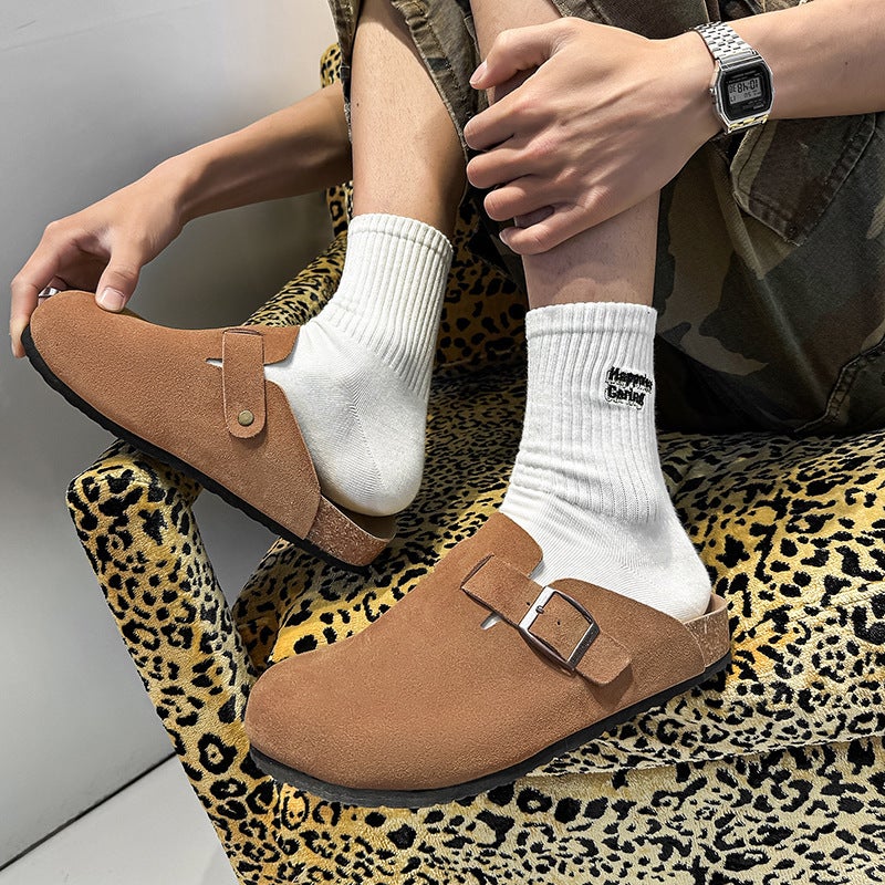 Cork-Soled Japanese-Style Thick-Soled Slippers 2025 Spring New Slippers Closed-Toe Classic Birkenstock Shoes Birkenstock Half Slippers - Image 3