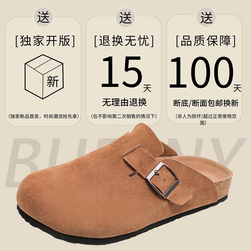 Cork-Soled Japanese-Style Thick-Soled Slippers 2025 Spring New Slippers Closed-Toe Classic Birkenstock Shoes Birkenstock Half Slippers - Image 5
