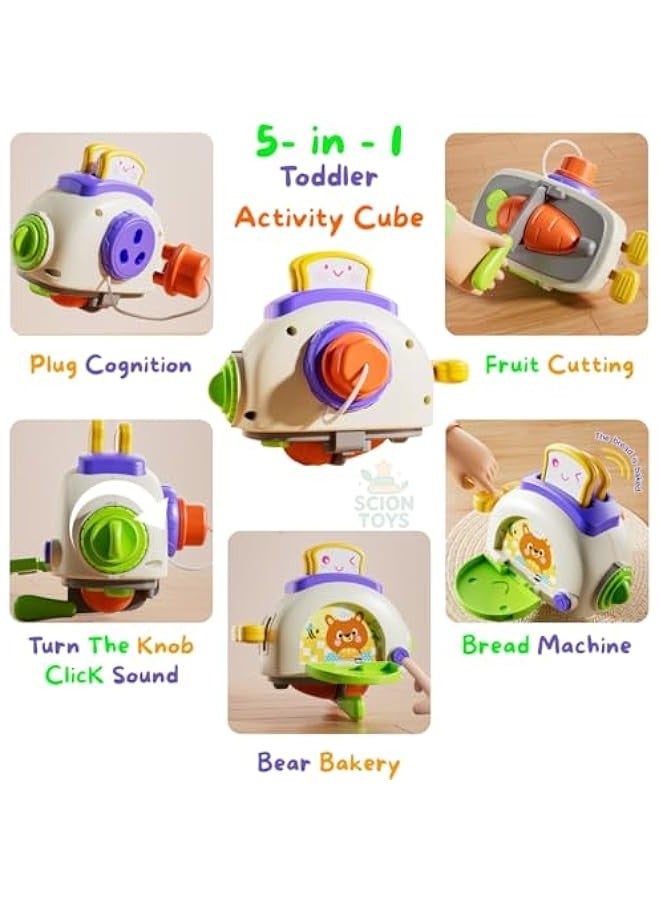 Montessori Toddler Busy Activity Cube – BPA Free Travel Toy for Fine Motor Skills & Sensory Learning | Airplane Car Stroller Toy for 1-3 Year Old | Educational Gift for Boys & Girls UAE - Image 5