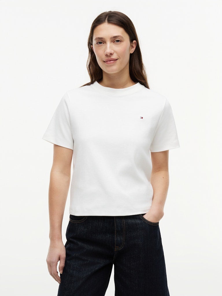 TOMMY HILFIGER Interlock Knit Boxy Crew Neck T-Shirt - Image 1