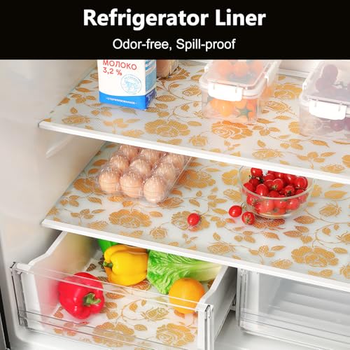 INNOLITES Shelf Liner for Cabinets, Non-Adhesive for Kitchen Drawer Liner, Waterproof Shelf Paper with Floral Pattern, Durable Easy to Clean (Golden Rose, 11.8" x 360") - Image 5