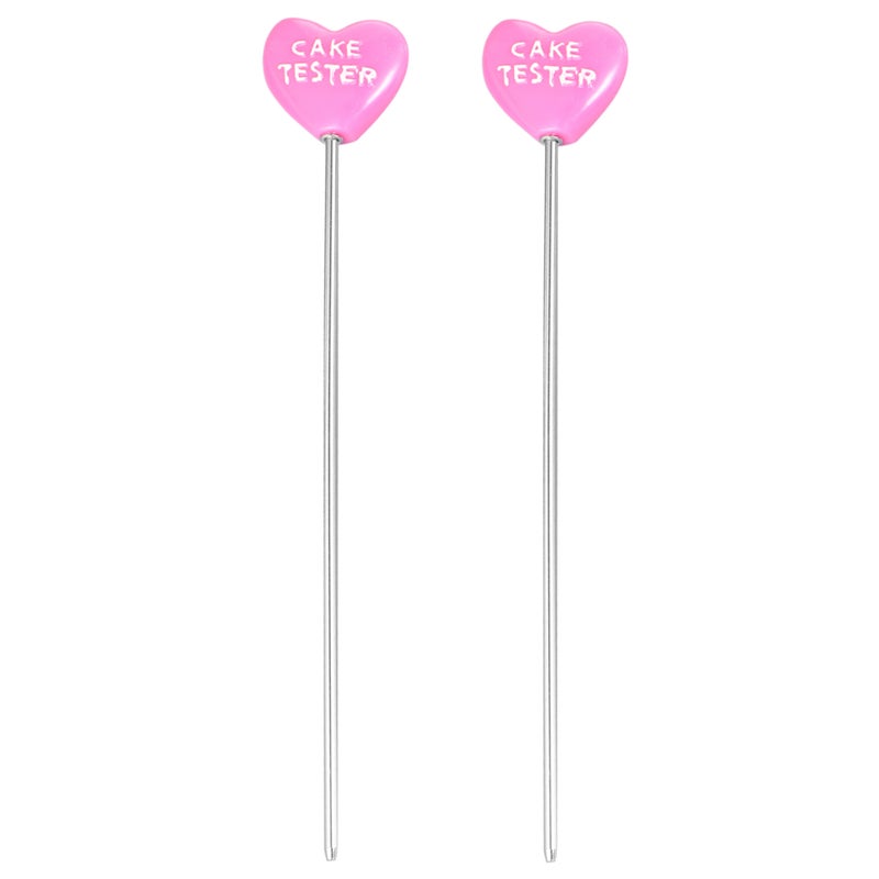 2pcs Stainless Steel Cake Tester Chic Biscuits Baking Test Needle DIY Baking Tool for Cake Bread Muffin Testing (Heart Pattern) - Image 1