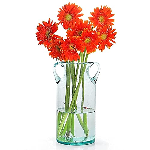 MDLUU Decorative Glass Vase 11" Tall, Bubble Air Flower Vase with Handles, Handblown Jug Vase for Dining Room, Bedroom, Bathroom, Mantel - Image 2