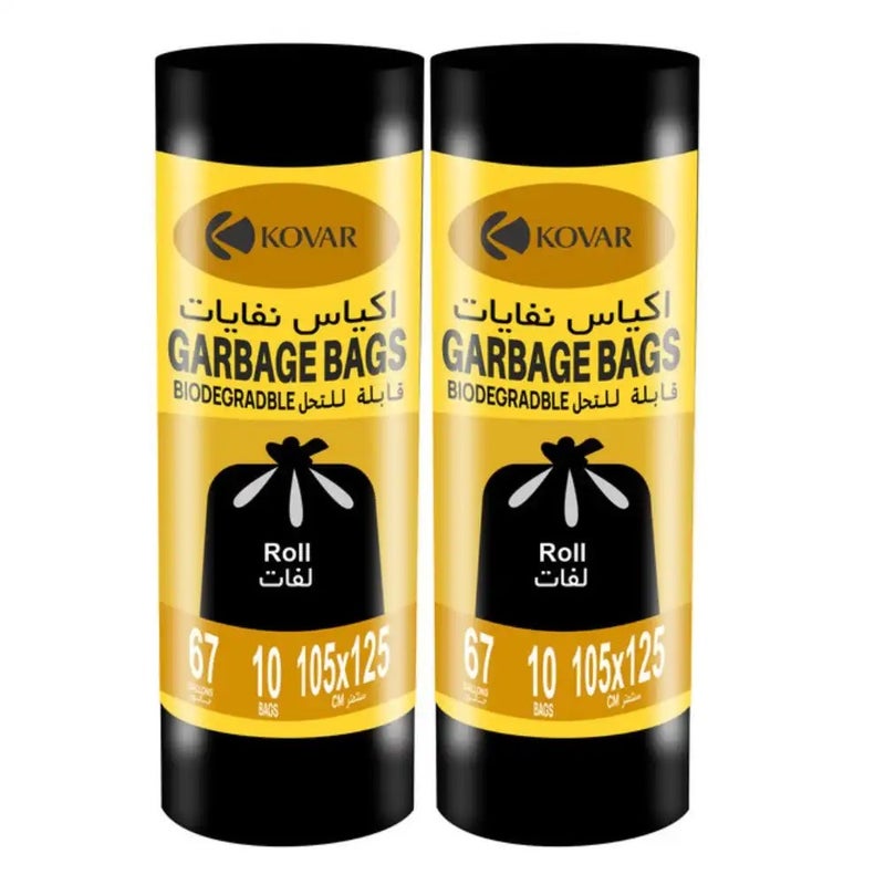 kovar Day To Day Garbage Roll Heavy Duty Bio-Degradable 67 Gallons Garbage Bags- 2X10 Bags - Image 1