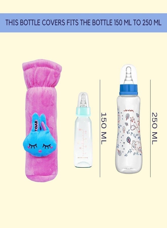 KIDS BASIC Stainless Steel Baby Feeding Bottle 240 ML with Velvet Bottle Cover and 3 Pcs of Button Bibs (3, Pink) - Image 5