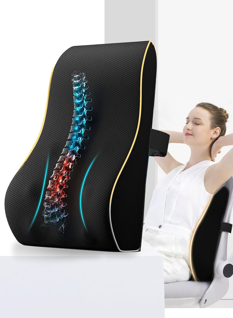 ALPNEGINE Lumbar Support Pillow, For Office and Gaming Chair, Car–Premium Memory Foam Lumbar Pillow – Ergonomic Office Home Essentials Improve Posture, Chair Cushions with Straps - Image 1