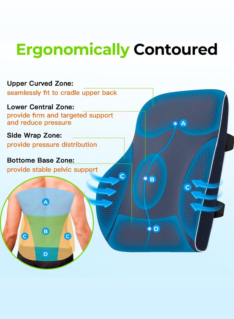 ALPNEGINE Lumbar Support Pillow, For Office and Gaming Chair, Car–Premium Memory Foam Lumbar Pillow – Ergonomic Office Home Essentials Improve Posture, Chair Cushions with Straps - Image 2