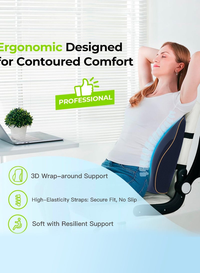 ALPNEGINE Lumbar Support Pillow, For Office and Gaming Chair, Car–Premium Memory Foam Lumbar Pillow – Ergonomic Office Home Essentials Improve Posture, Chair Cushions with Straps - Image 3