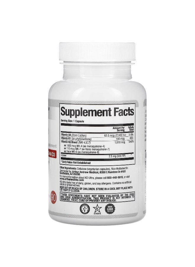 Arthur Andrew Medical Arthur Andrew Medical, KD Ultra, Full Spectrum K2 with Vegan D3, 90 Capsules  - Image 2