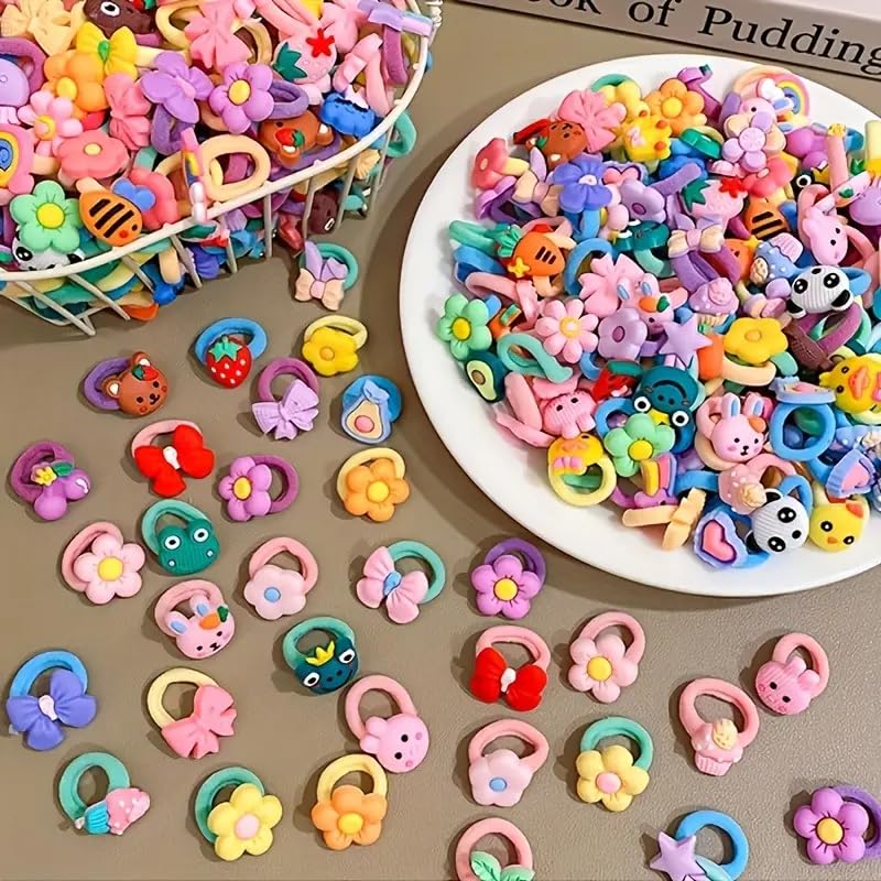 MPK PERFECT Cartoon Character Hair Bands for Girls – Multicolor Elastic Rubber Bands for Babies, Toddlers & Kids | Cute Hair Accessories with Fancy Designs (Random Designs, Pack of 12 Pairs - Image 1