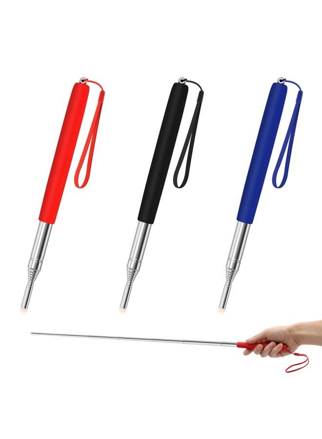 Alcoon 3 Pack Telescopic Teachers Pointer Retractable Handheld Presenter Extendable Classroom Whiteboard Pointer with Lanyard for Teachers, Coach, Presenter, Extends to 39 Inch (Black, Red, Blue) - Image 1