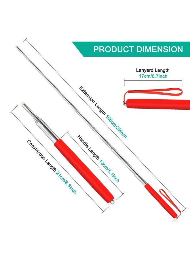 Alcoon 3 Pack Telescopic Teachers Pointer Retractable Handheld Presenter Extendable Classroom Whiteboard Pointer with Lanyard for Teachers, Coach, Presenter, Extends to 39 Inch (Black, Red, Blue) - Image 2