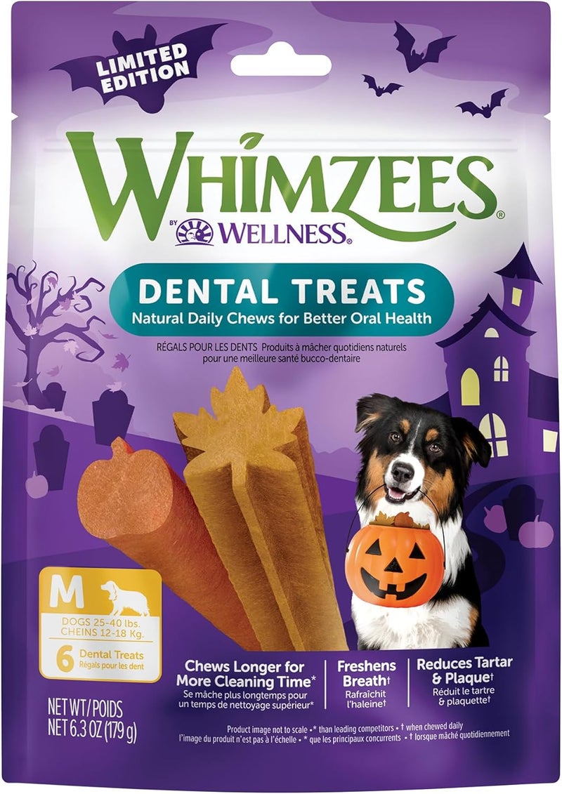 WHIMZEES Wellness WHIMZEES Fall Dog Dental Treats, Autumn Natural Chews for Dogs, Medium Size Stick, (6 Count) - Image 1