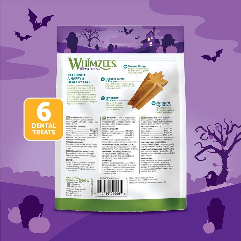 WHIMZEES Wellness WHIMZEES Fall Dog Dental Treats, Autumn Natural Chews for Dogs, Medium Size Stick, (6 Count) - Image 3