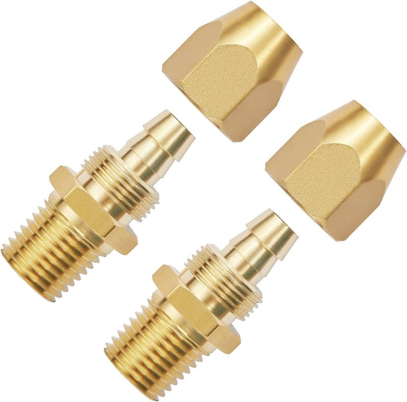 Pronese 2pcs Premium Solid Brass Pneumatics Reusable PU Hose-End Repair Fitting, 3/8" Barb for 3/8-Inch ID Polyurethane Air Hose with 1/4" NPT - Image 1