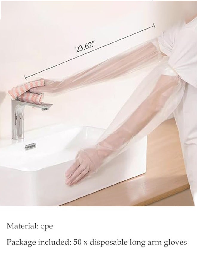 DMG TECH 50pcs Disposable Long Arm Gloves with Elastic Cuff 23.6inch Household Cleaning Gloves Thick Kitchen Dishwashing Gloves Food Handling Gloves Vegetable Washing Gloves  - Image 5