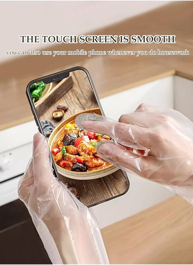 DMG TECH 50pcs Disposable Long Arm Gloves with Elastic Cuff 23.6inch Household Cleaning Gloves Thick Kitchen Dishwashing Gloves Food Handling Gloves Vegetable Washing Gloves  - Image 2